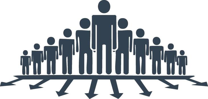 corporativo jerarquía icono con un gerente líder un equipo y delegar Tareas vector