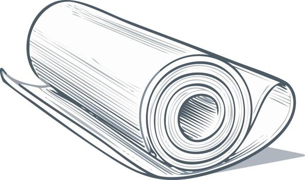Rolled Paper Roll - Single Object Line Art of Unrolled Paper vector