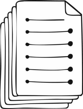 Hand Drawn Stack of Papers with Bullet Point Lists and Curled Corner Document Icon vector