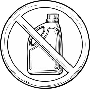 Prohibition sign showing a liquid bottle and a diagonal bar inside a circle vector