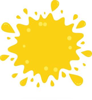 Vibrant yellow liquid splash abstract illustration with dripping droplets and dynamic design vector