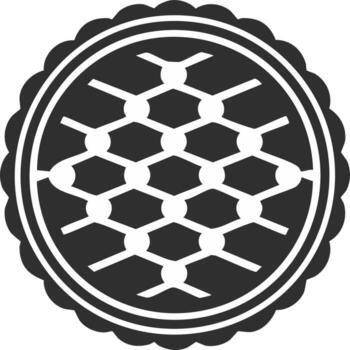 Circular Badge with Geometric Mesh Pattern, Round Design Element, Minimalist Emblem vector