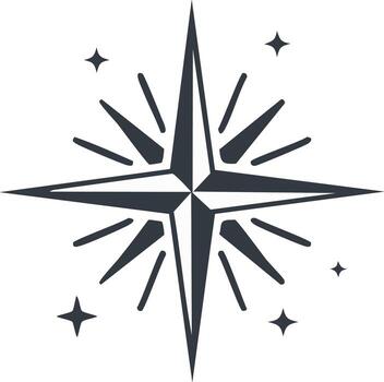 Starburst Navigation Icon, Pointed Symbol with Celestial Star Ornaments, Geometric Design vector