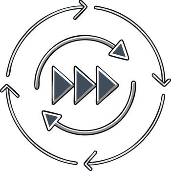 Circular Arrow Cycle Repeating Process Forward Arrows Playback Refresh Sign vector