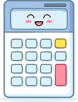 linda kawaii calculadora con contento cara y botones vector
