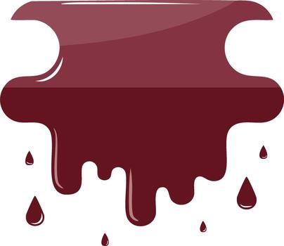 Maroon Color Stain with Droplets and Glossy Surface on White Background vector