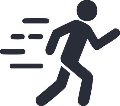 Running silhouette icon. Motion graphic symbol of a person in active run vector