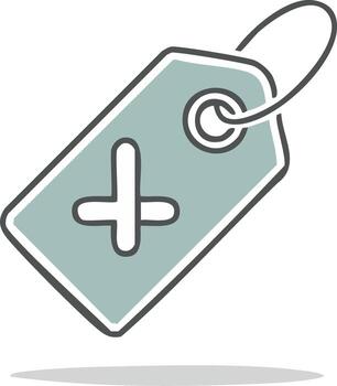 mano dibujado precio etiqueta icono con un más firmar para agregando valor o nuevo artículos vector