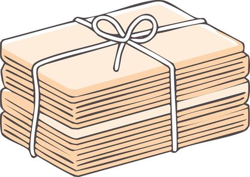 Stack of papers tied with string and bow illustration vector