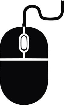 computadora ratón negro y blanco gráfico, cableado periférico dispositivo para escritorio trabajo vector