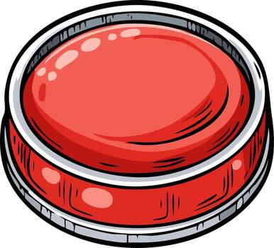 A vibrant red push button poised for action represents control functionality in comic book style design vector