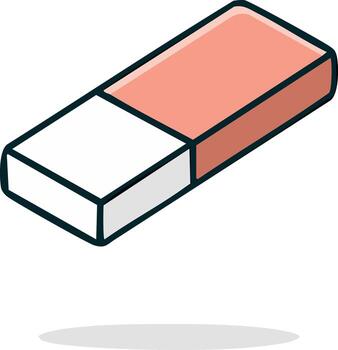 Illustration of a rectangular eraser with pink and white blocks for removing pencil marks vector