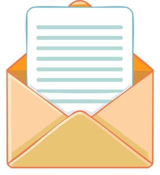Simple open mail envelope with a white letter displaying a message or incoming correspondence vector