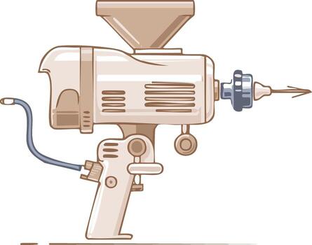Illustrated Machine with Hopper and Needle for Injection of Material Application vector