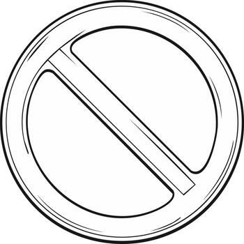 Black and White Prohibited Sign, Symbol with Diagonal Slash, Restriction Concept vector