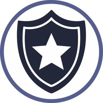 Star Symbol on Shield Security Badge Surrounded by Circle for Protection Design vector