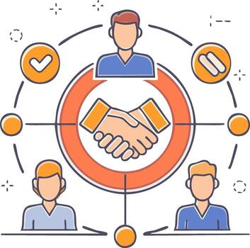 Business Networking Concept Teamwork, Partnership, and Collaboration Icon for Success vector