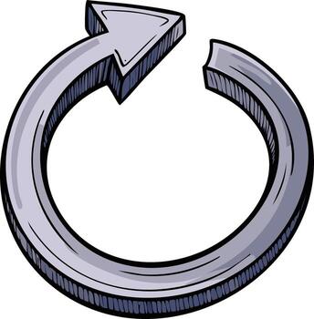 Sleek Circular Arrow Illustration - Refresh, Reload Symbol, Modern Metallic Loop, Continuous Flow, Repeat Cycle, Directional Sign, Restart Icon vector