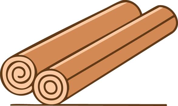 Illustration of Two cinnamon sticks with a swirling shape at the end vector