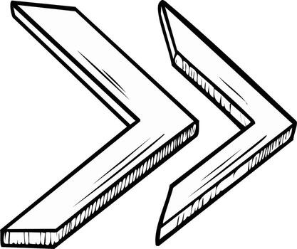 Double Chevron Arrow Symbol in Simple Sketch Style vector