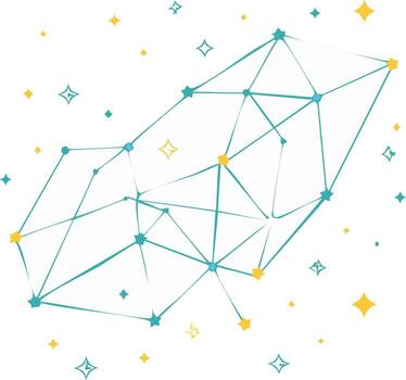 Abstract geometric constellation with sparkling stars and connected nodes vector