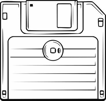 Floppy Disk Outline Illustration of a Data Storage Medium vector