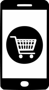 Smartphone displaying shopping cart icon for online retail purchase on mobile app vector