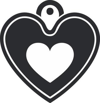 Stylized Heart Shape Pendant with Inner Heart Detail and Hanging Loop vector