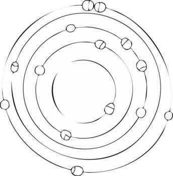 Abstract line art illustration of concentric circles with dots, hand drawn sketch vector