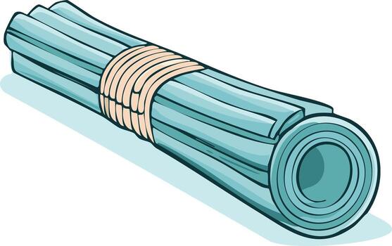 arrollado arriba azul documento Desplazarse o estera atado con cuerda dibujos animados vector