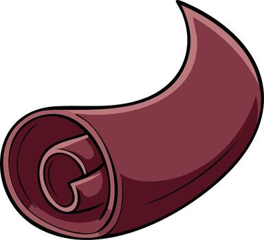 Curved Maroon Roll with Pointed Edge, Graphic Design Element in Isolated Illustration vector