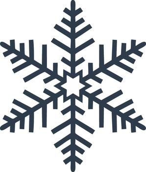 Geometric Dark Blue Snowflake Symbol with Six Branches and Intricate Patterns vector