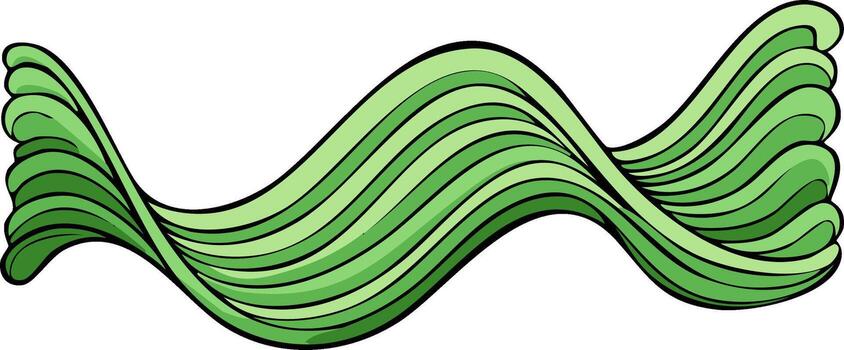 ondulado resumen verde líneas ilustración con negro bordes creando orgánico mirando modelo y movimiento efecto para moderno decorativo diseños vector