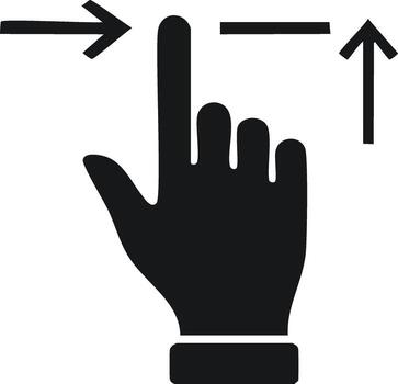 Hand Gestures, Touchscreen Interaction, Swiping Right and Up with One Finger vector