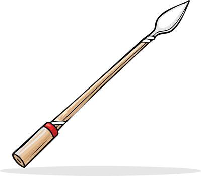 Illustration of a traditional wooden spear with a sharp metal tip and red binding vector