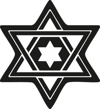 Abstract Star of David Symbol Design in Black Color on White Background vector