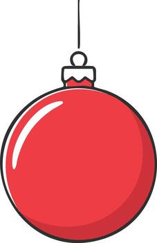 un rojo Navidad pelota colgando desde un cuerda vector