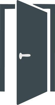 An open door with a handle on it vector