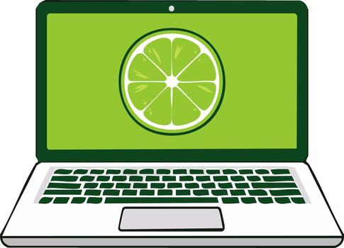 Laptop computer with lime design for tropical digital work and technology projects vector