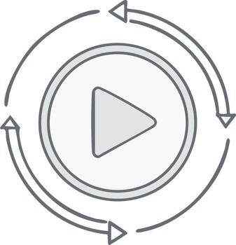 continuo jugar botón icono con bucle flechas simbolizando repetición y repetición vector