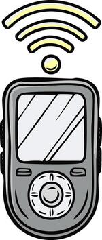 Handheld electronic device with connection signal icon digital connectivity wireless technology concept illustration vector