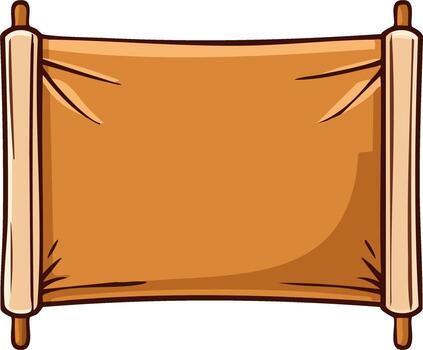 Ancient scroll with blank parchment for text or message cartoon illustration vector