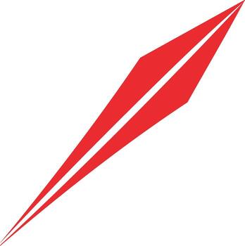 resumen rojo flecha forma con agudo puntos y blanco divisor línea creando un sentido de adelante movimiento vector