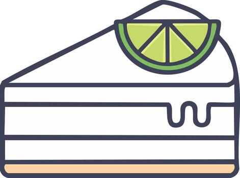 Key Lime Cake Slice with Dripping Glaze and Citrus Topping Icon vector