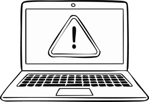 Laptop with Exclamation Mark Warning Sign Computer Error Message Alert Notification vector