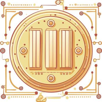 Golden Circuit Board Design A futuristic symbol of technology with a circular element and connection points, perfect for innovation vector