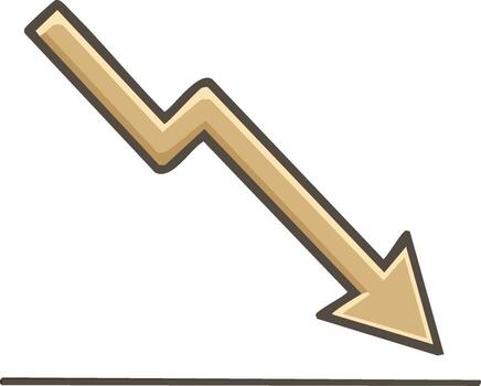 Economic recession symbol with a sharp jagged arrow pointing down indicating a market crash vector