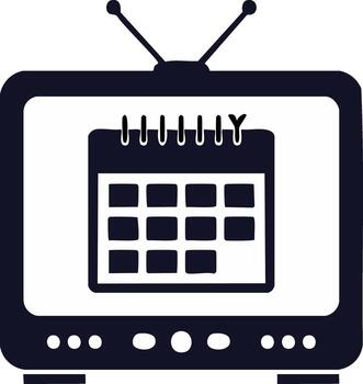 Television with Calendar for Scheduling Events and Reminders, Planning, Programs Concept vector