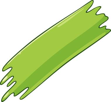 Dynamic Abstract Lime Green Paint Stroke with Cartoon Style Drips and Uneven Edges for Playful Artistic Design Elements vector