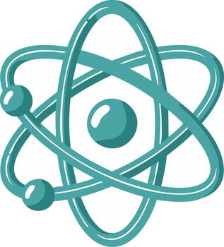 Teal Atom Model Displaying Structure of Matter Science Concept Illustration vector